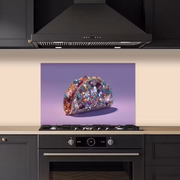 Spatscherm keuken - Edelstenen - Glitters - Paars - Kleurrijk — 2
