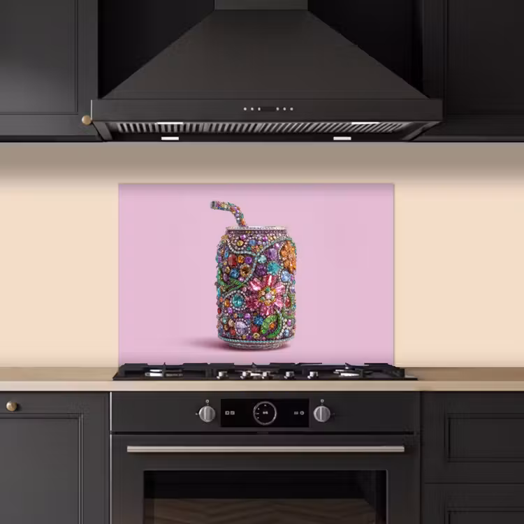 Spatscherm keuken - Frisdrankblikje - Bloemenpatroon - Edelstenen - Kleurrijk — 2
