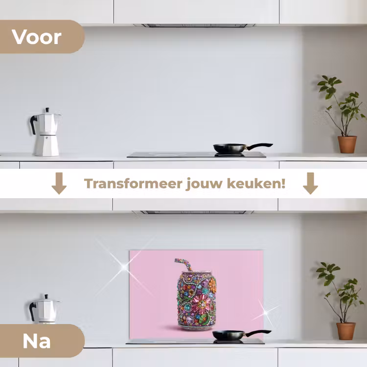 Spatscherm keuken - Frisdrankblikje - Bloemenpatroon - Edelstenen - Kleurrijk — 3