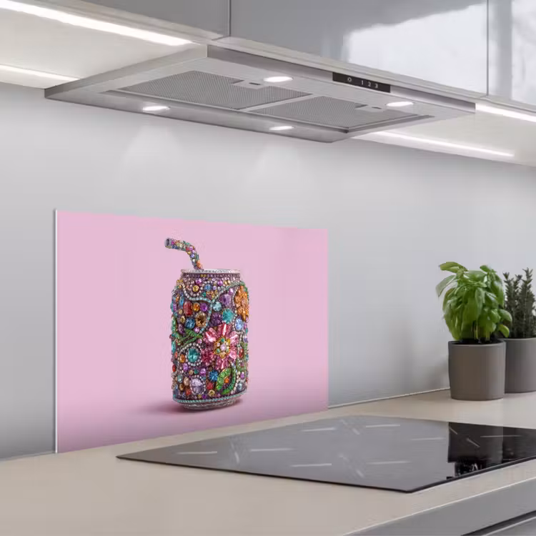 Spatscherm keuken - Frisdrankblikje - Bloemenpatroon - Edelstenen - Kleurrijk — 5