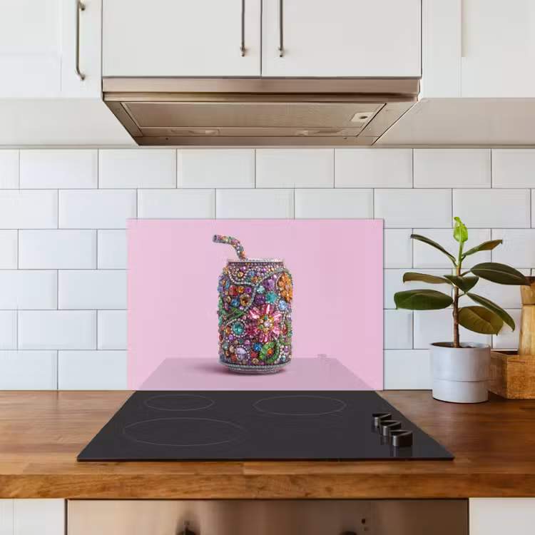 Spatscherm keuken - Frisdrankblikje - Bloemenpatroon - Edelstenen - Kleurrijk — 6