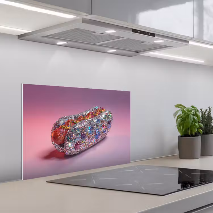 Spatscherm keuken - Hotdog - Steentjes - Glitters - Paars — 5