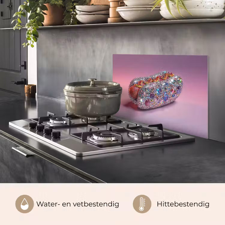 Spatscherm keuken - Hotdog - Steentjes - Glitters - Paars — 7