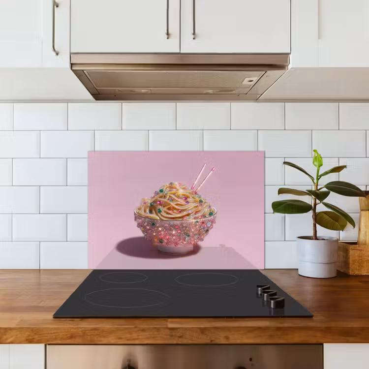 Spatscherm keuken - Noodles - Edelstenen - Stokjes - Roze — 6
