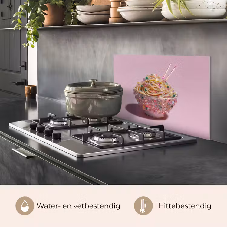 Spatscherm keuken - Noodles - Edelstenen - Stokjes - Roze — 7