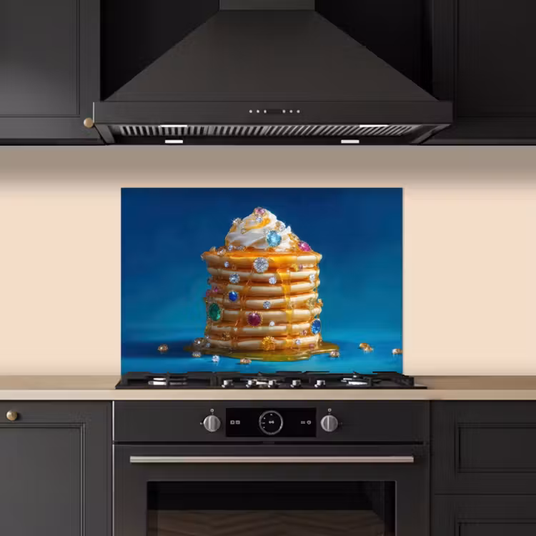 Spatscherm keuken - Pannenkoeken - Steentjes - Glitter - Slagroom — 2