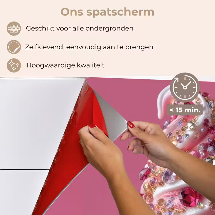 Spatscherm keuken - Softijs - Edelstenen - Roze - Hoorntje — 4