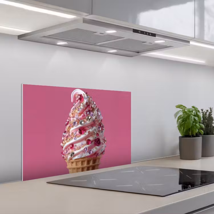 Spatscherm keuken - Softijs - Edelstenen - Roze - Hoorntje — 5