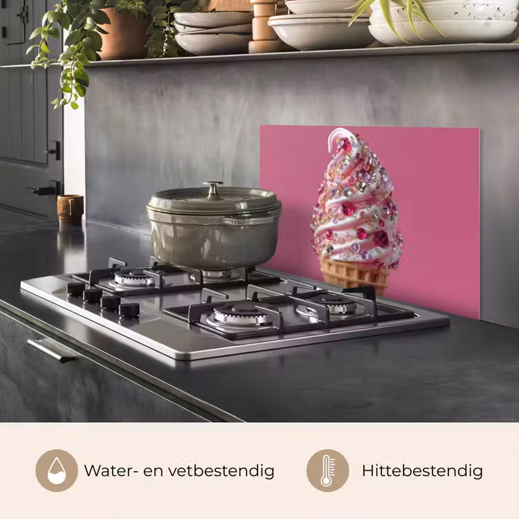 Spatscherm keuken - Softijs - Edelstenen - Roze - Hoorntje — 7