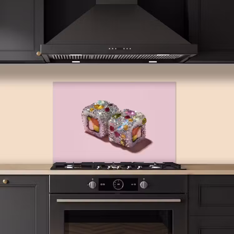 Spatscherm keuken - Sushi - Rolletjes - Steentjes - Kleurrijk — 2