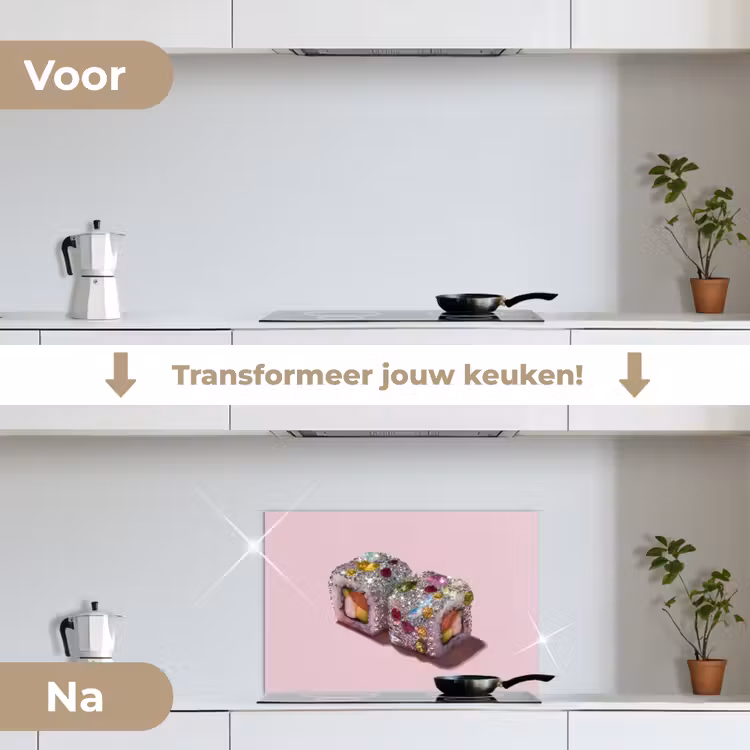 Spatscherm keuken - Sushi - Rolletjes - Steentjes - Kleurrijk — 3