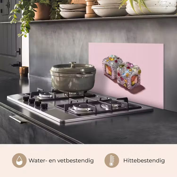 Spatscherm keuken - Sushi - Rolletjes - Steentjes - Kleurrijk — 7