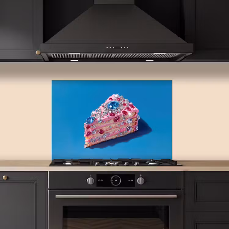 Spatscherm keuken - Taart - Edelstenen - Glitters - Roze — 2