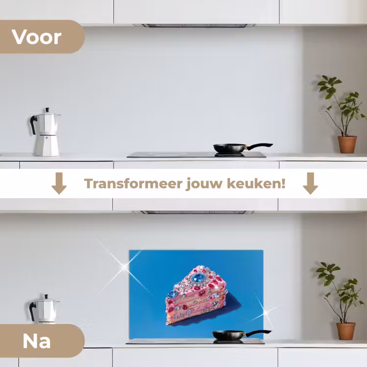Spatscherm keuken - Taart - Edelstenen - Glitters - Roze — 3