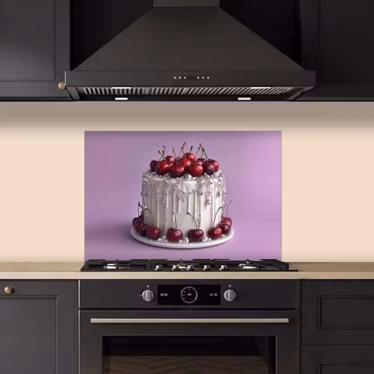 Spatscherm keuken - Taart - Kersen - Juwelen - Rood — 2