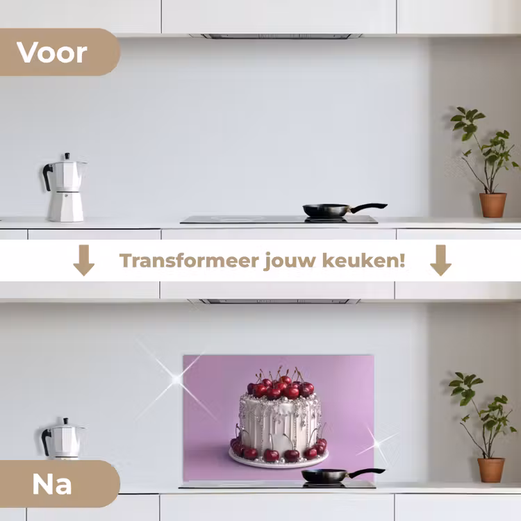 Spatscherm keuken - Taart - Kersen - Juwelen - Rood — 3