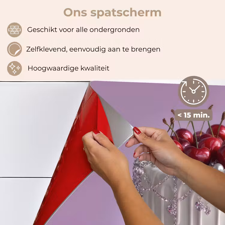 Spatscherm keuken - Taart - Kersen - Juwelen - Rood — 4