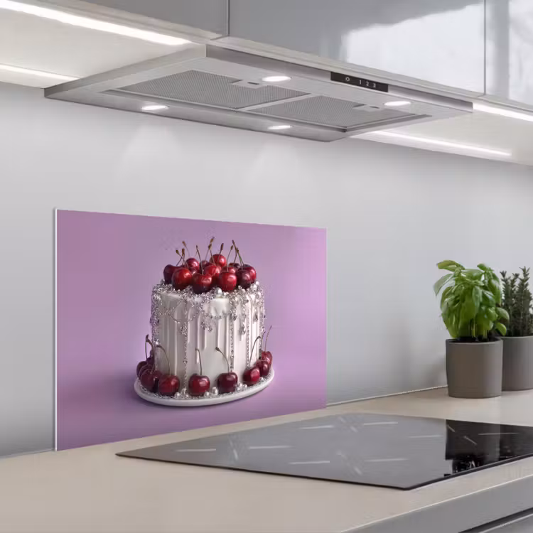 Spatscherm keuken - Taart - Kersen - Juwelen - Rood — 5