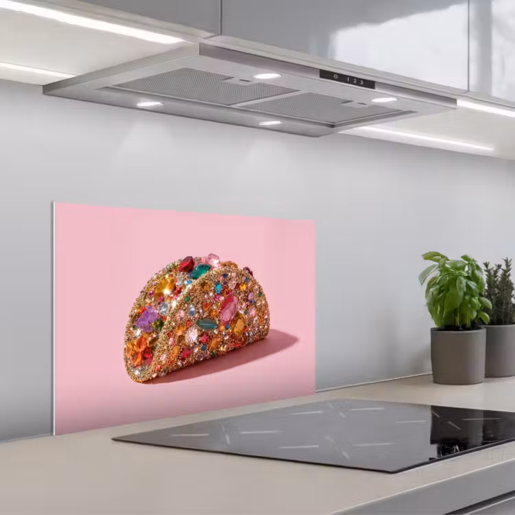Spatscherm keuken - Taco - Kleurrijk - Edelstenen - Goud — 5
