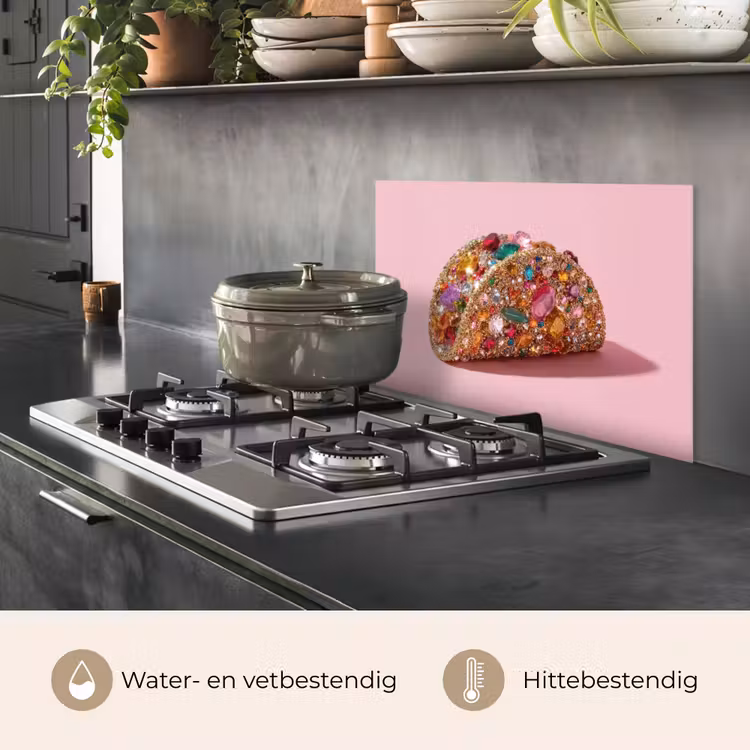 Spatscherm keuken - Taco - Kleurrijk - Edelstenen - Goud — 7