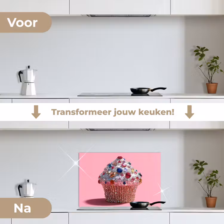 Spatscherm keuken - Cupcake - Kleurrijk - Edelstenen — 3