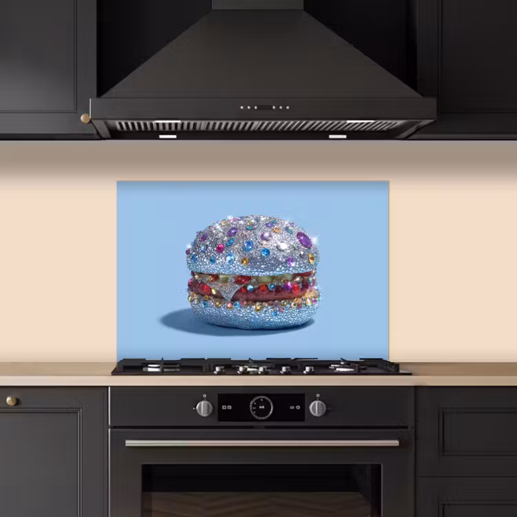 Spatscherm keuken - Glitters - Hamburger - Blauw — 2