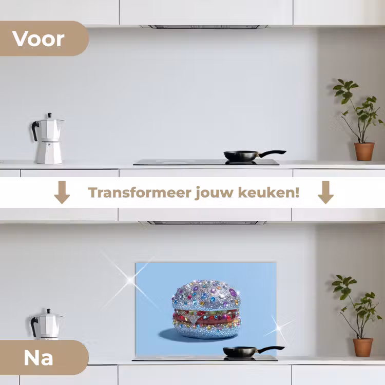 Spatscherm keuken - Glitters - Hamburger - Blauw — 3