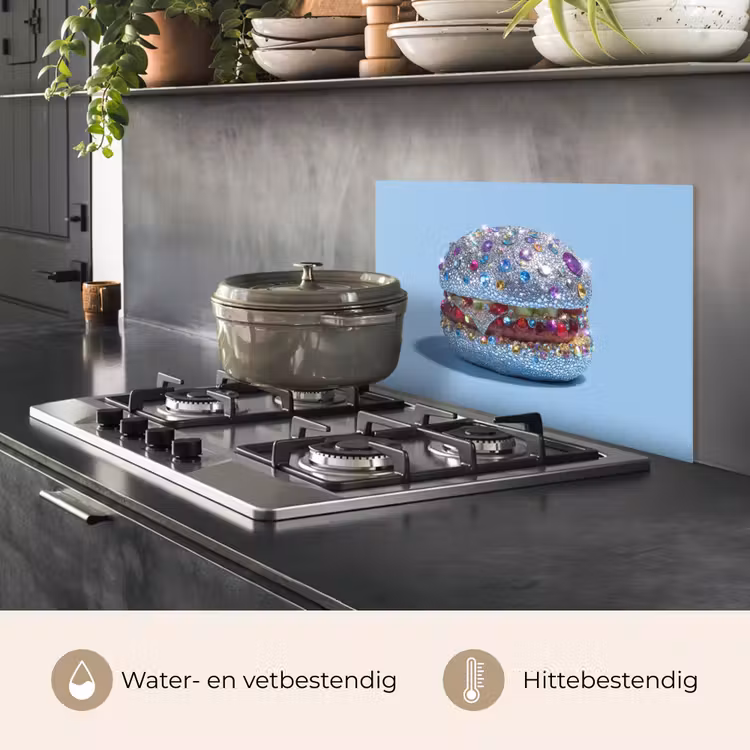 Spatscherm keuken - Glitters - Hamburger - Blauw — 7