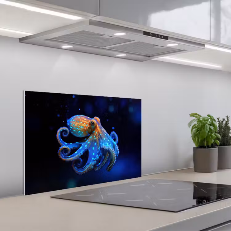 Spatscherm keuken - Octopus - Stippen - Blauw - Zee — 5