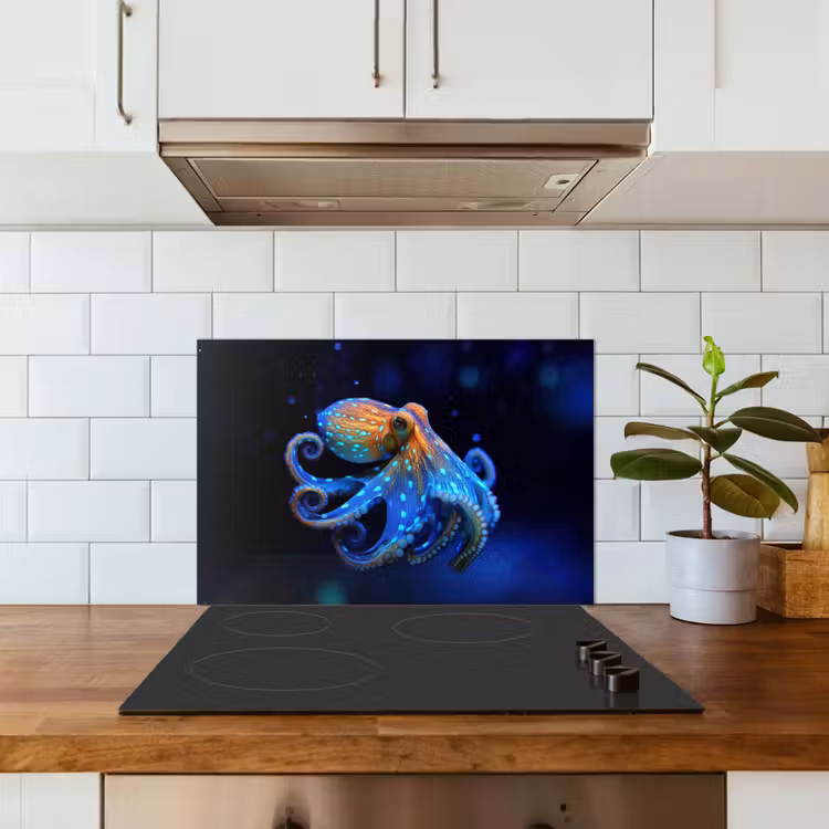 Spatscherm keuken - Octopus - Stippen - Blauw - Zee — 6