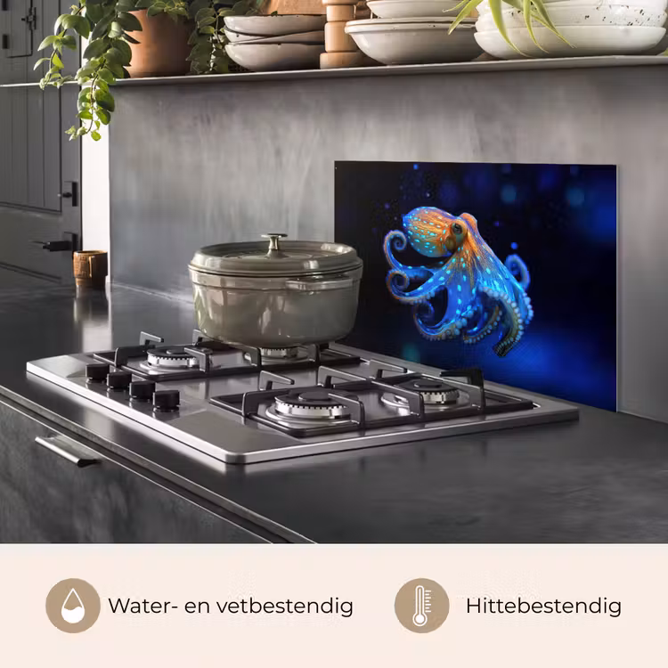 Spatscherm keuken - Octopus - Stippen - Blauw - Zee — 7