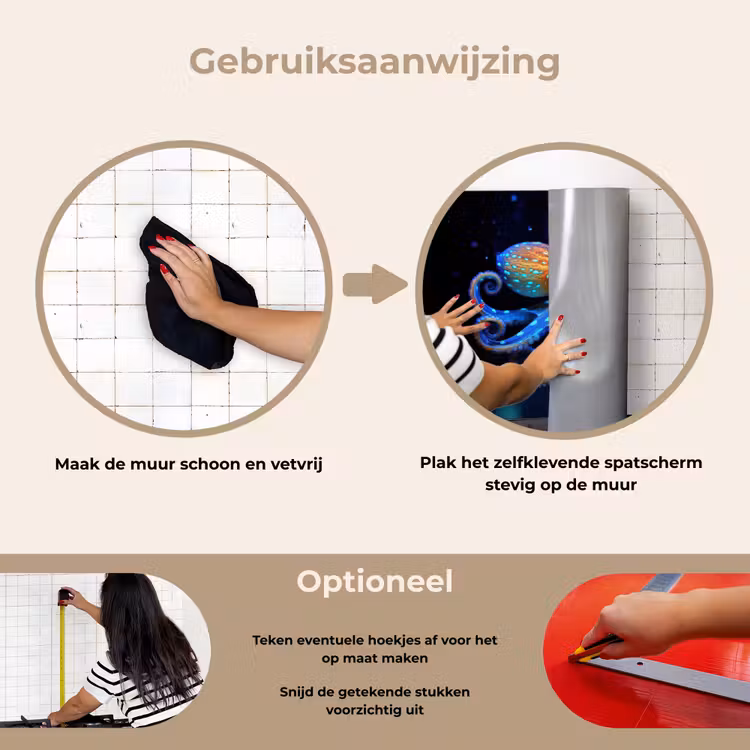 Spatscherm keuken - Octopus - Stippen - Blauw - Zee — 8
