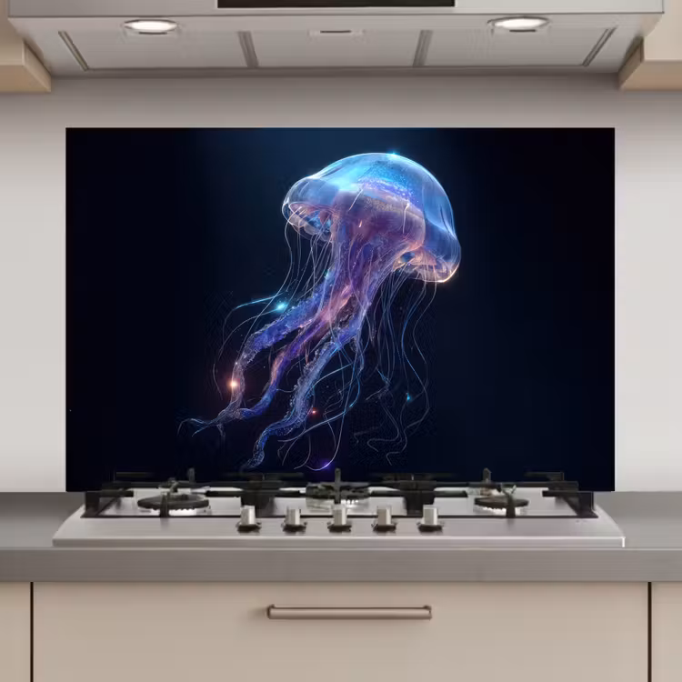 Spatscherm keuken - Tentakels - Kwal - Paars - Sprankeling — 1