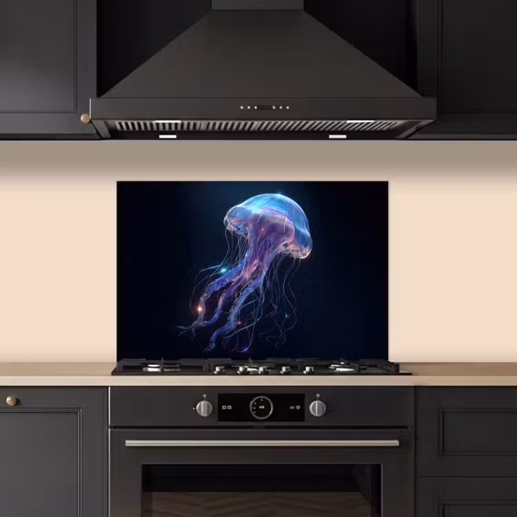 Spatscherm keuken - Tentakels - Kwal - Paars - Sprankeling — 2