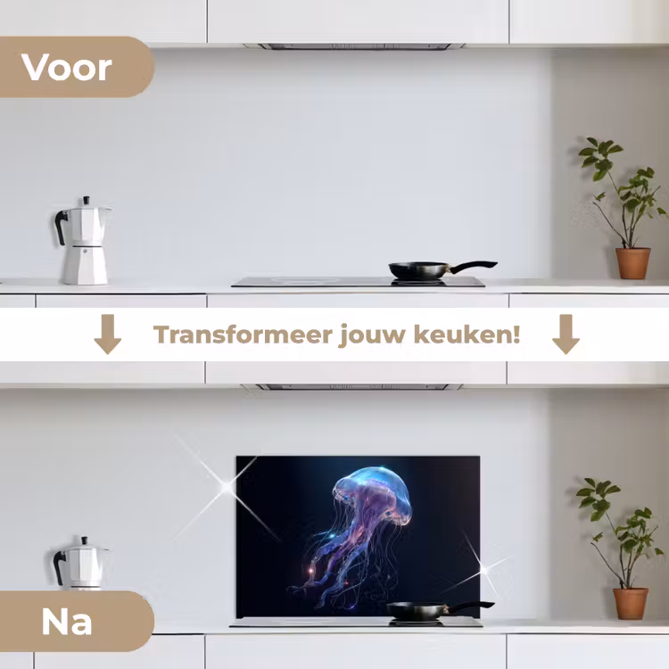 Spatscherm keuken - Tentakels - Kwal - Paars - Sprankeling — 3