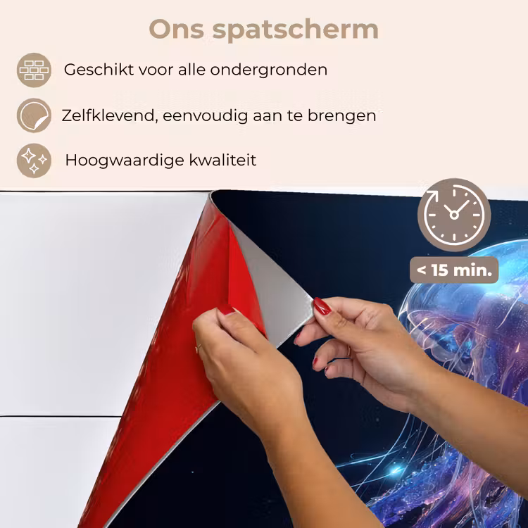 Spatscherm keuken - Tentakels - Kwal - Paars - Sprankeling — 4