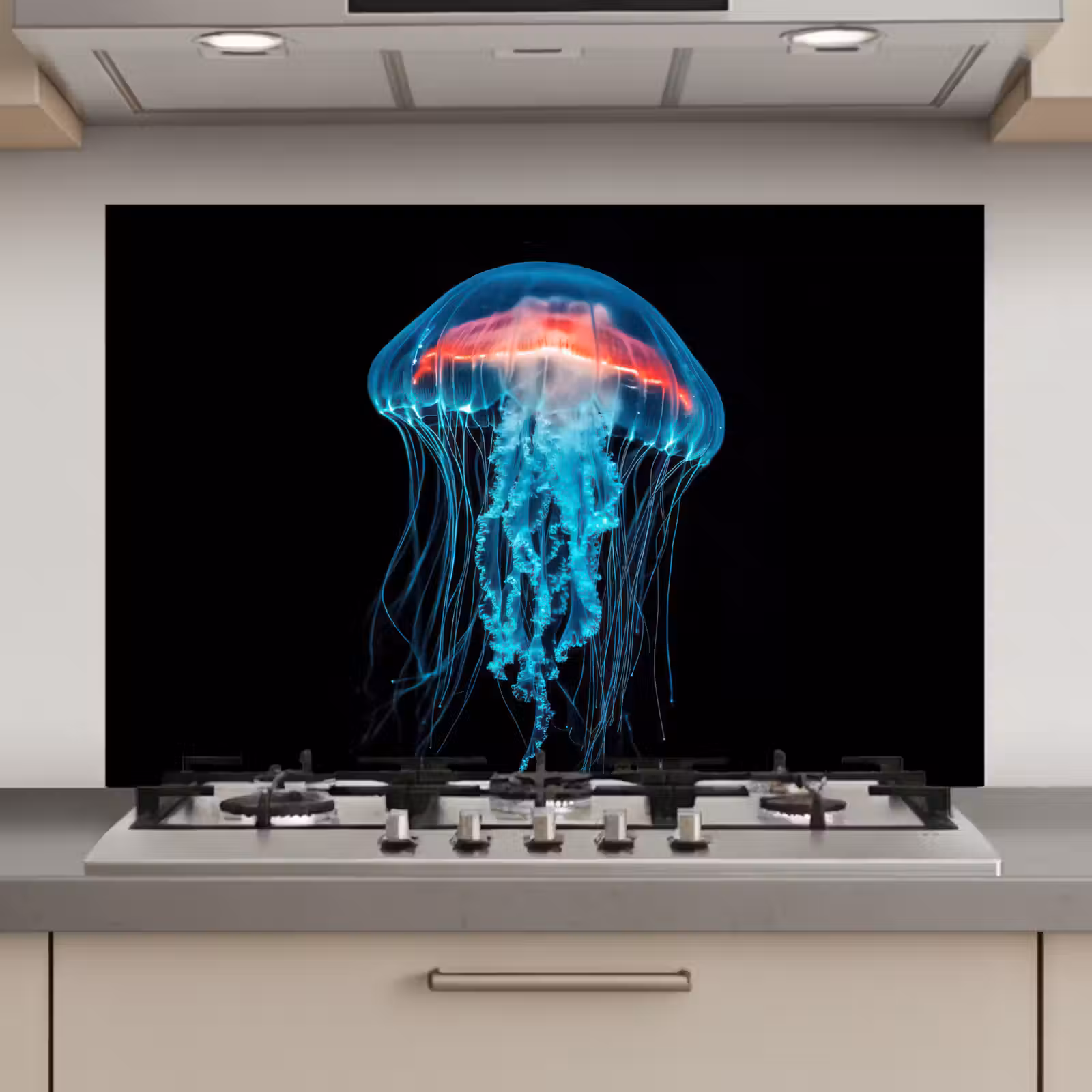 Spatscherm keuken - Kwal - Tentakels - Blauw - Licht — 1