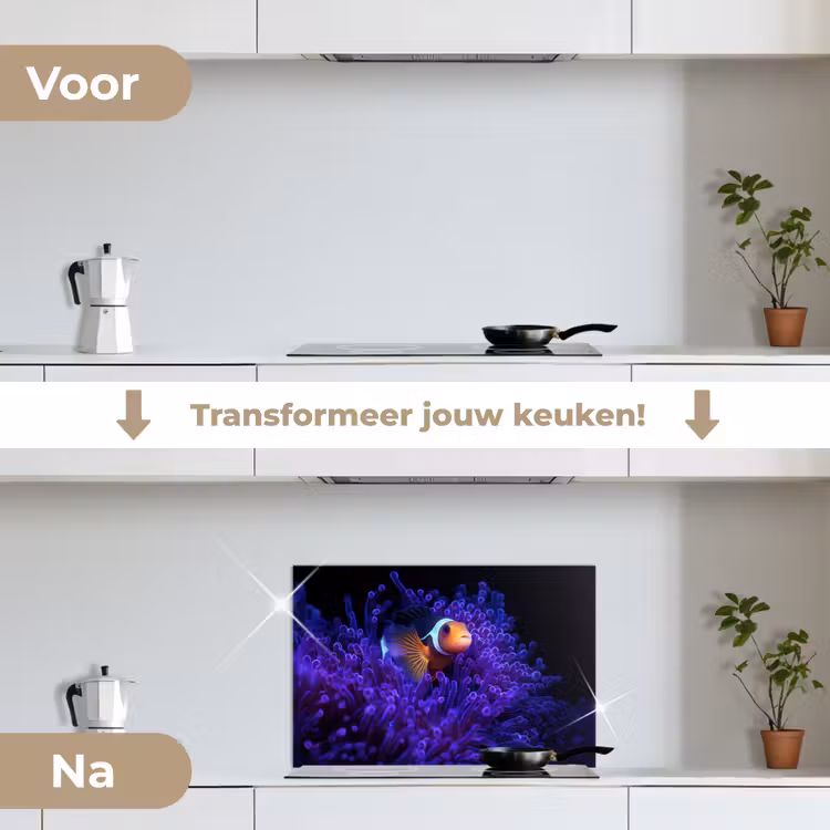 Spatscherm keuken - Koraal - Vis - Oranje - Zee — 3