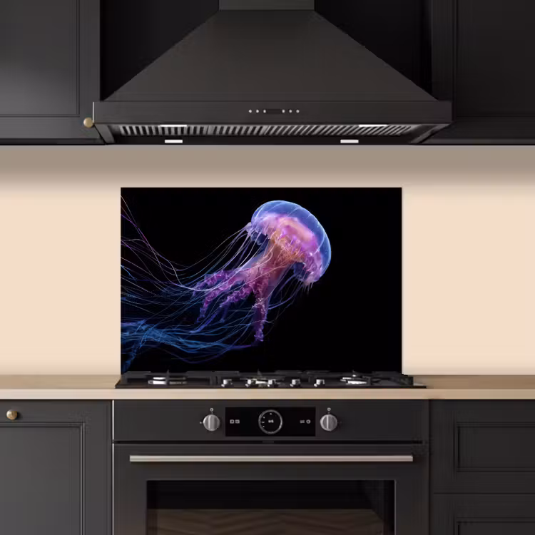 Spatscherm keuken - Kwal - Doorzichtig - Roze - Tentakels — 2