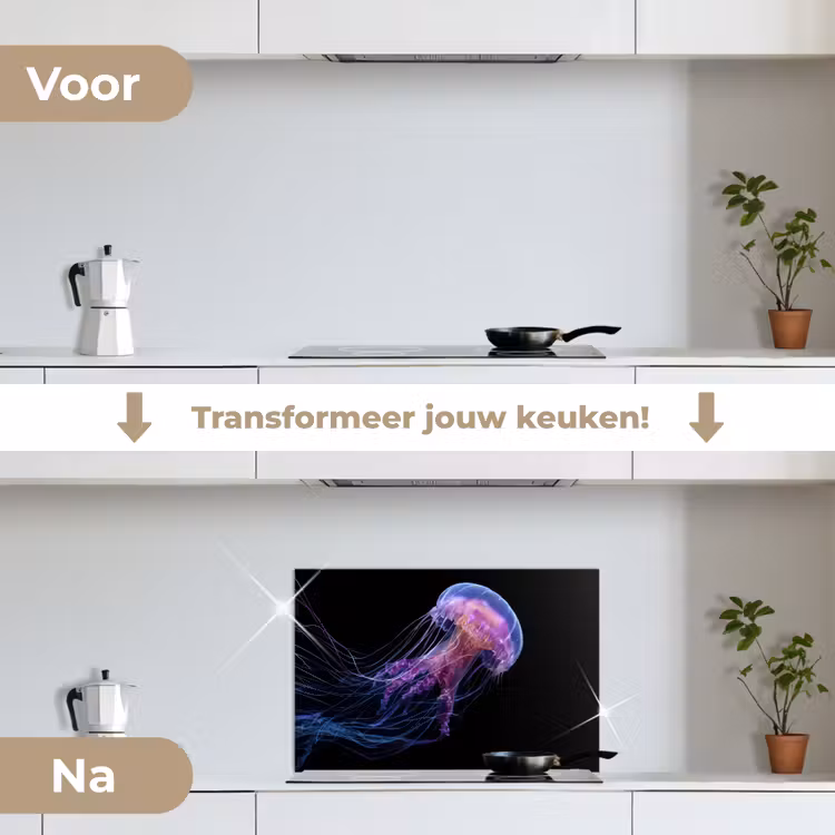 Spatscherm keuken - Kwal - Doorzichtig - Roze - Tentakels — 3