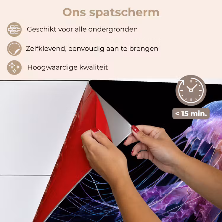 Spatscherm keuken - Kwal - Doorzichtig - Roze - Tentakels — 4