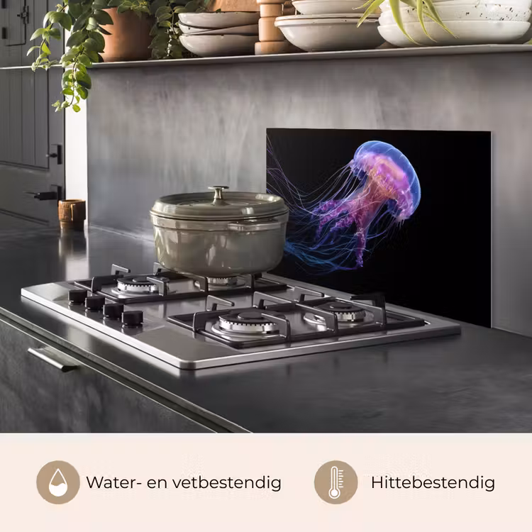 Spatscherm keuken - Kwal - Doorzichtig - Roze - Tentakels — 7
