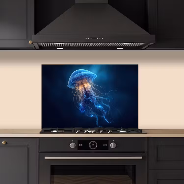 Spatscherm keuken - Kwal - Lichtgevend - Tentakels - Blauw — 2