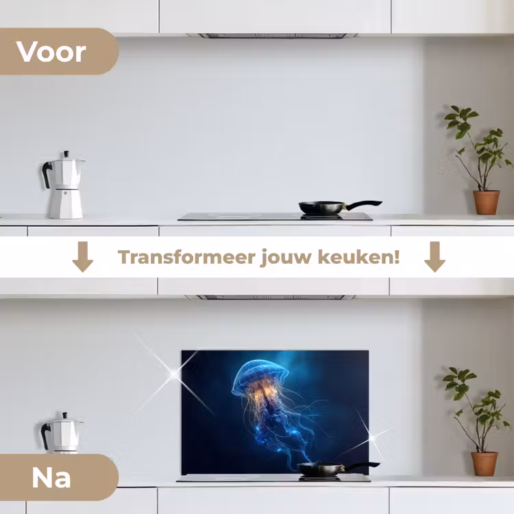Spatscherm keuken - Kwal - Lichtgevend - Tentakels - Blauw — 3