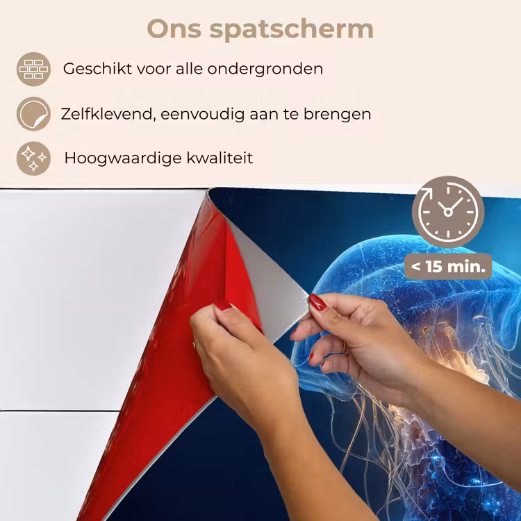 Spatscherm keuken - Kwal - Lichtgevend - Tentakels - Blauw — 4