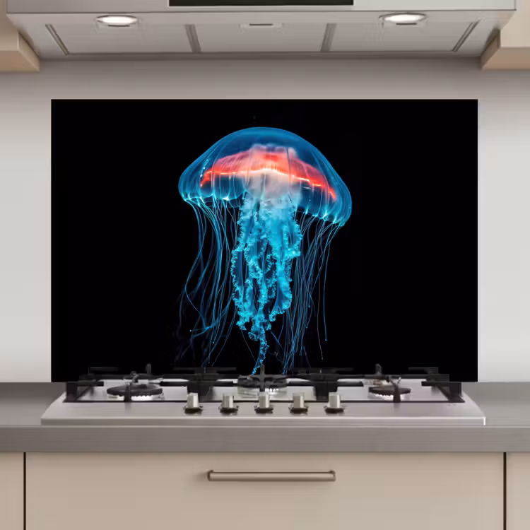 Spatscherm keuken - Kwal - Tentakels - Blauw - Licht — 1