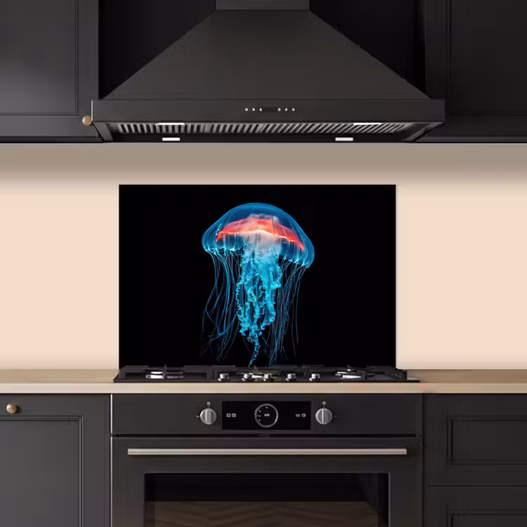 Spatscherm keuken - Kwal - Tentakels - Blauw - Licht — 2