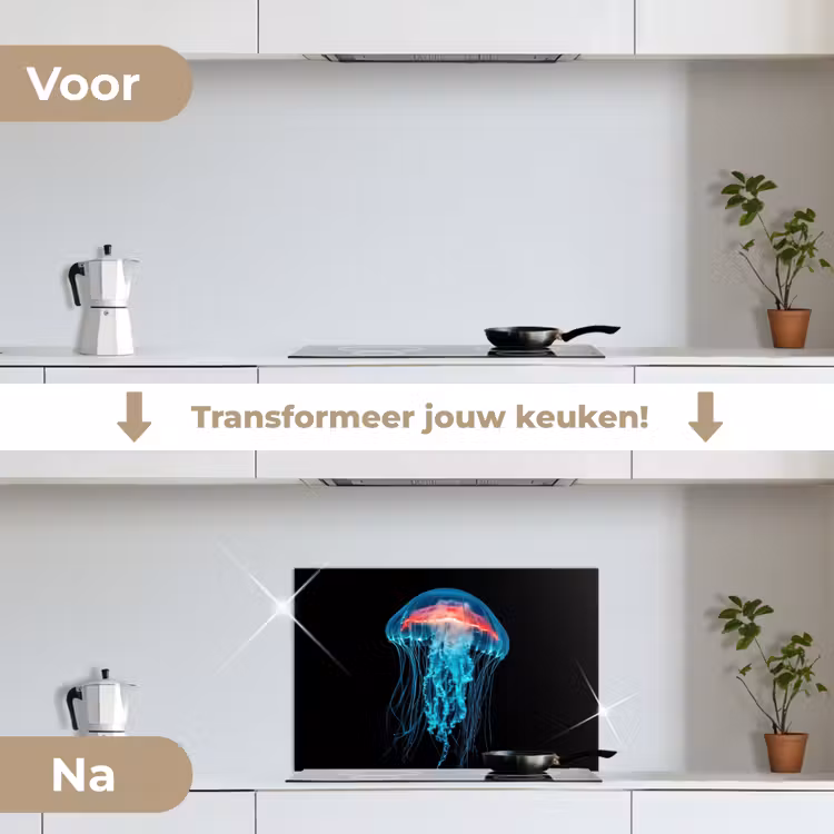 Spatscherm keuken - Kwal - Tentakels - Blauw - Licht — 3
