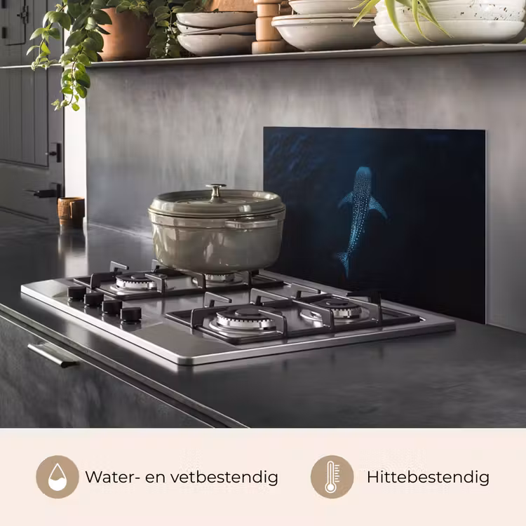 Spatscherm keuken - Oceaan - Walvishaai - Donkerblauw - Vlekken — 7