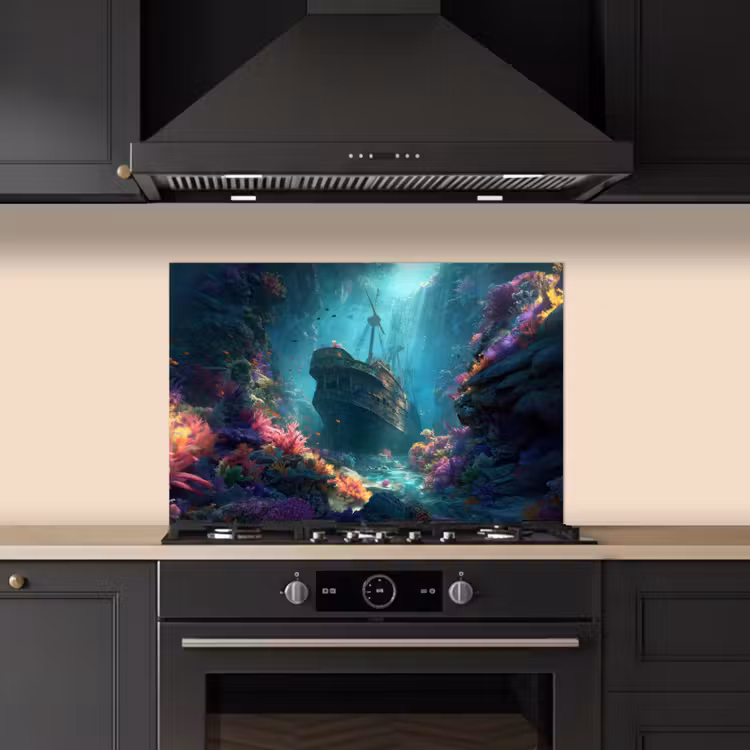 Spatscherm keuken - Schip - Hout - Koraalriffen - Zonlicht — 2